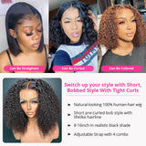 13X4 Curly Short Bob Lace Frontal Natural Human Hair Wigs 200% Density Deep Curly Wave 4x4 Lace Closure Brazilian Remy Hair Wigs