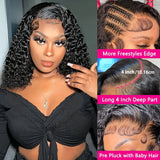 13X4 Curly Short Bob Lace Frontal Natural Human Hair Wigs 200% Density Deep Curly Wave 4x4 Lace Closure Brazilian Remy Hair Wigs