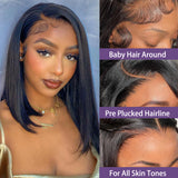 13x4 Straight Lace Frontal Bob Wig Pre Plucked 4x4 Human Hair Wigs Brazilian Remy Bone Straight Short Bob Wig For Women 12 Inch