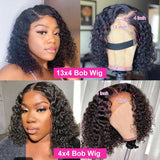 Lace Frontal Wigs Human Hair Natural Hairline Short Curly 4x4 Closure Wigs Preplucked Remy Hair