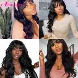 Body Wave Wig With Bangs Brown Human Hair Wigs For Women Body Wave Human Hair Wigs Brazilian Human Hair Wigs On Sale