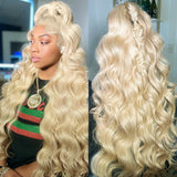 13x4 honey blonde hd lace frontal human hair wig Brazilian lace front 613 colored body wave