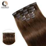 Invisible PU Clip In Hair Extensions Human Hair Injected PU Tape Weft Hair Extensions Clip On Hair 7Pcs/set