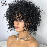 Curly Pixie Cut Short Bob Wigs Brazilian Remy Human Hair Wigs For Women Glueless HD Transparent Lace Wig With Bangs Preplucked