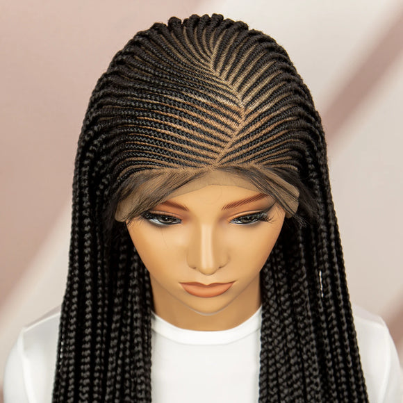 Cornrow Box Synthetic Braided Wigs Full Lace Box Braided Wigs for Black Women with Natural Baby Hair 360 Lace Wigs