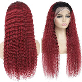 99J Burgundy 13x6 HD Lace Frontal Wig Human Hair Brazilian Deep Wave Lace Front Human Hair Wigs HD Transparent for Women