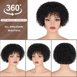 10 Inch Afro Kinky Curly Bob Wig With Bangs Curly Pixie Cut Glueless Wigs Machine Made Brazilian Human Hair Wigs