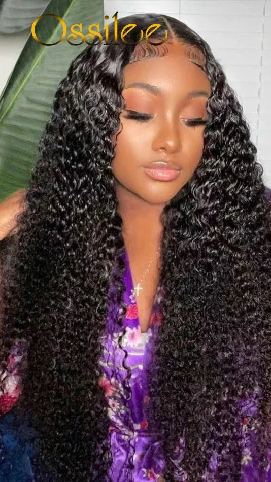 Ossilee 360 Invisible Strap Lace Frontal Wigs Jerry Curly Glueless Wigs Human Hair Pre Plucked 360 Lace Wigs with Drawstring