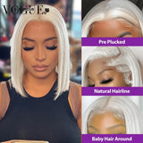 5x5 Platinum Blonde Lace Front Wig Brazilian Human Hair Transparent Short Bob Pixie Cut Glueless Closure Wigs Preplucked