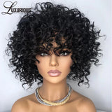 Curly Pixie Cut Short Bob Wigs Brazilian Remy Human Hair Wigs For Women Glueless HD Transparent Lace Wig With Bangs Preplucked