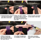 Kinky Curly Tape in Hair Extensions Human Hair Natural Black #1B Invisible PU Skin Weft for Women Seamless Full Head Hair