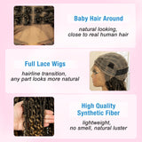 16 Inch Full Lace Box Braiding Boho Braids Wigs for Women Lace Frontal Synthetic Braided Wig Bohemian Curly Knotless Wig