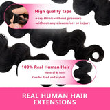 Long Body Wave Tape in Human Hair Extension Brazilian Remy Skin Weft Tape Hair Natural Black Adhesive Tape on Hair 100g