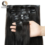 Invisible PU Clip In Hair Extensions Human Hair Injected PU Tape Weft Hair Extensions Clip On Hair 7Pcs/set