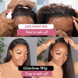 Glueless Wigs Kinky Straight 13x4 HD Lace Frontal Human Hair Wigs Ready To Wear Yaki Straight 5x5 Lace Closure Wigs