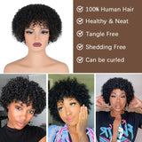 10 Inch Afro Kinky Curly Bob Wig With Bangs Curly Pixie Cut Glueless Wigs Machine Made Brazilian Human Hair Wigs