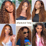 Remy Human Hair Wigs Lace Front Wigs Loose Deep Wave 1B30 4x4 Lace Closure Wig Ombre Brown Pre-Plucked for Women