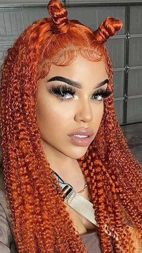 Ginger Orange 13x6 Transparent Deep Wave Hd Lace Frontal Wig Colored 4x4 Lace Front Wig Water Curly Human Hair Wigs Pre Plucked