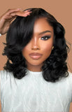 100% Mongolian Human Hair 250 Density 14" Bob Ombre Bouncy Wave Glueless 5X5 HD Lace Closure Wig Pre Plucked Pre Cut Wear And Go