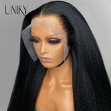 Transparent 13x4 Yaki Straight Lace Front Wig Pre Plucked mongolia Kinky Straight