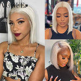 5x5 Platinum Blonde Lace Front Wig Brazilian Human Hair Transparent Short Bob Pixie Cut Glueless Closure Wigs Preplucked