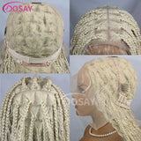 32" Bohemian Box Braided Wigs Synthetic Full Lace Front Wigs Women Knotless Braids Wigs 613 Blonde Burgundy Lace Front Wig