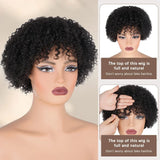 10 Inch Afro Kinky Curly Bob Wig With Bangs Curly Pixie Cut Glueless Wigs Machine Made Brazilian Human Hair Wigs