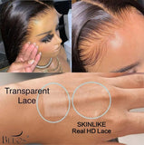 Deep Wave 180% Density Pre-Plucked Free Part HD Transparent 13*4 Lace Frontal Brazilian Virgin Human Hair Wigs For Woman