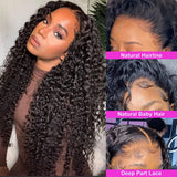 30In Deep Curly Lace Closure Wig Hd Transparent Deep Wave Wig Curly Brazilian Human Hair Wigs For Women Remy 180%