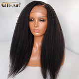 QT Italian Yaki Lace Front Wigs Human Hair 13x4 Kinky Straight Lace Front Wigs for Women Transparent Lace Frontal Wig 180%