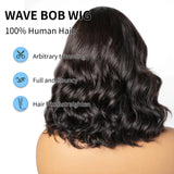 Natural Body Wave Glueless Closure Wig 5x5 HD Lace Front Wig Water Wavy Loose Wave Short Bob Human Hair Frontal Wig 190 Density