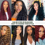 Deep Wave 180% Density Pre-Plucked Free Part HD Transparent 13*4 Lace Frontal Brazilian Virgin Human Hair Wigs For Woman