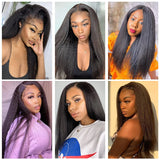 QT Italian Yaki Lace Front Wigs Human Hair 13x4 Kinky Straight Lace Front Wigs for Women Transparent Lace Frontal Wig 180%