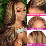 Highlight Wig Human Hair Body Wave 4x4 Hd Lace Frontal Wig 100% Human Hair For Woman Ombre Honey Blonde