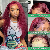 99J Burgundy 13x6 HD Lace Frontal Wig Human Hair Brazilian Deep Wave Lace Front Human Hair Wigs HD Transparent for Women