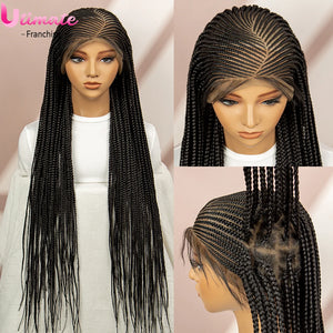 Cornrow Box Synthetic Braided Wigs Full Lace Box Braided Wigs for Black Women with Natural Baby Hair 360 Lace Wigs