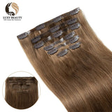 Invisible PU Clip In Hair Extensions Human Hair Injected PU Tape Weft Hair Extensions Clip On Hair 7Pcs/set