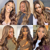 Highlight Wig Human Hair Body Wave 4x4 Hd Lace Frontal Wig 100% Human Hair For Woman Ombre Honey Blonde