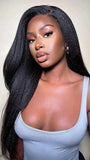 Glueless Wigs Kinky Straight 13x4 HD Lace Frontal Human Hair Wigs Ready To Wear Yaki Straight 5x5 Lace Closure Wigs