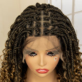 16 Inch Full Lace Box Braiding Boho Braids Wigs for Women Lace Frontal Synthetic Braided Wig Bohemian Curly Knotless Wig