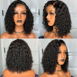 Glueless 13X4 Short Bob Wig Kinky Curly Lace Frontal Pre Plucked Remy 100% Human Hair Wig 8-16Inches Wear To Go Jerry Curl