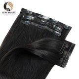 Invisible PU Clip In Hair Extensions Human Hair Injected PU Tape Weft Hair Extensions Clip On Hair 7Pcs/set