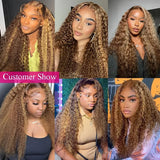 Highlight Wig Human Hair Deep Wave Frontal Wig 13x6 Hd Lace Front Remy Brazilian Wigs Water Wave