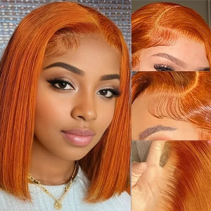 613 Honey Blonde and Ginger Brazilian Straight Bob Wig Full Lace Front Human Hair Wigs For Women Glueless HD Lace Frontal Wig